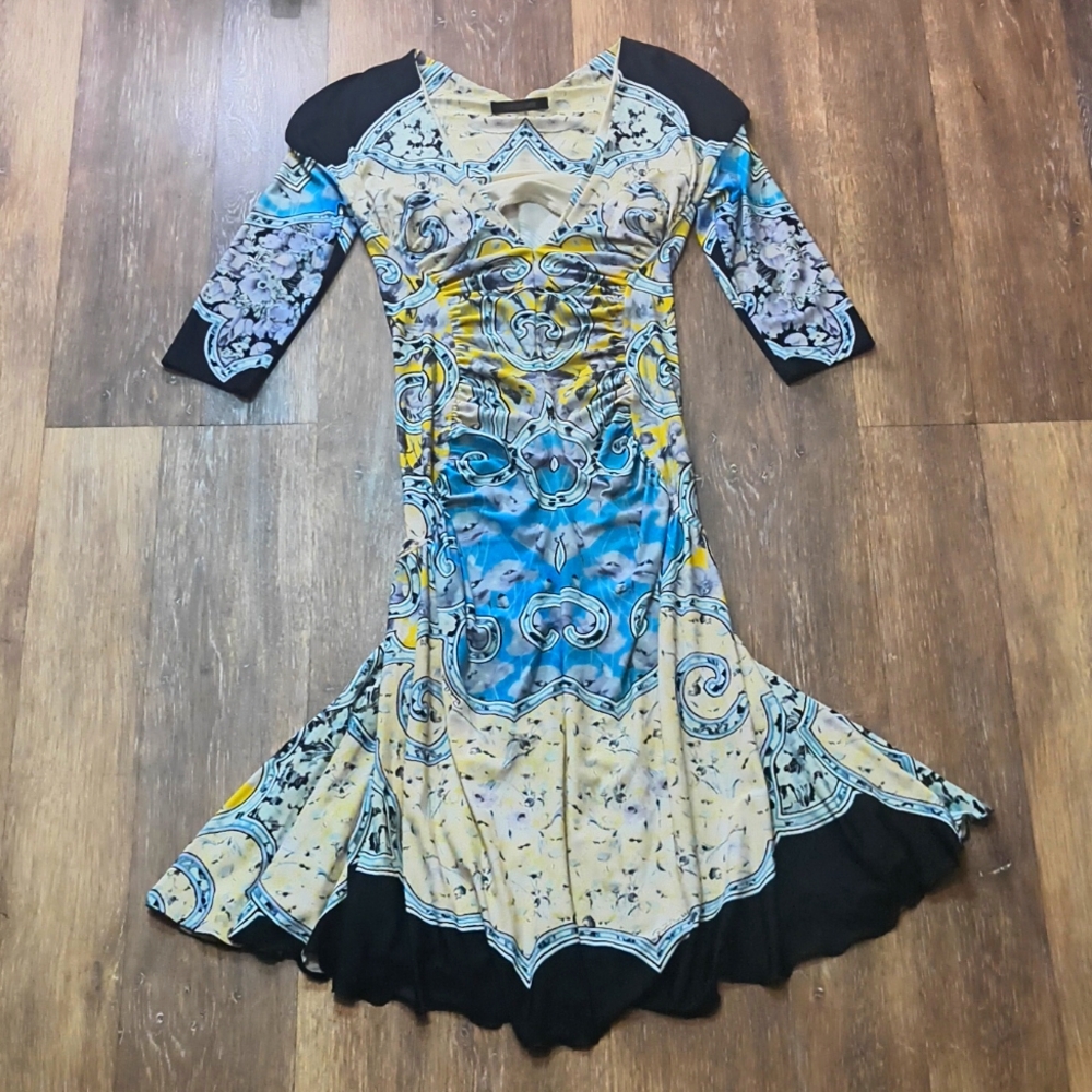 Roberto Cavalli Vintage Dress V Neck Ruched Size 40 - Picture 8 of 13
